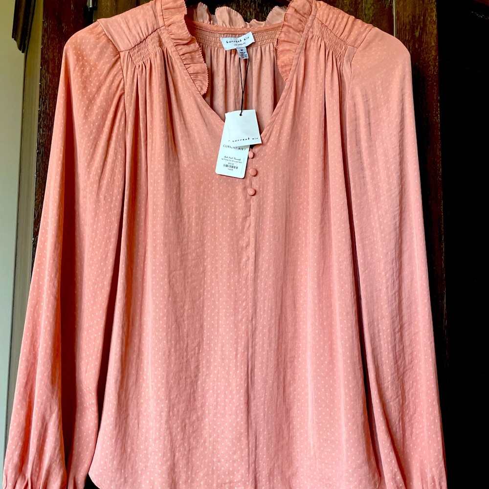 Ruffle Neck Coral Blouse